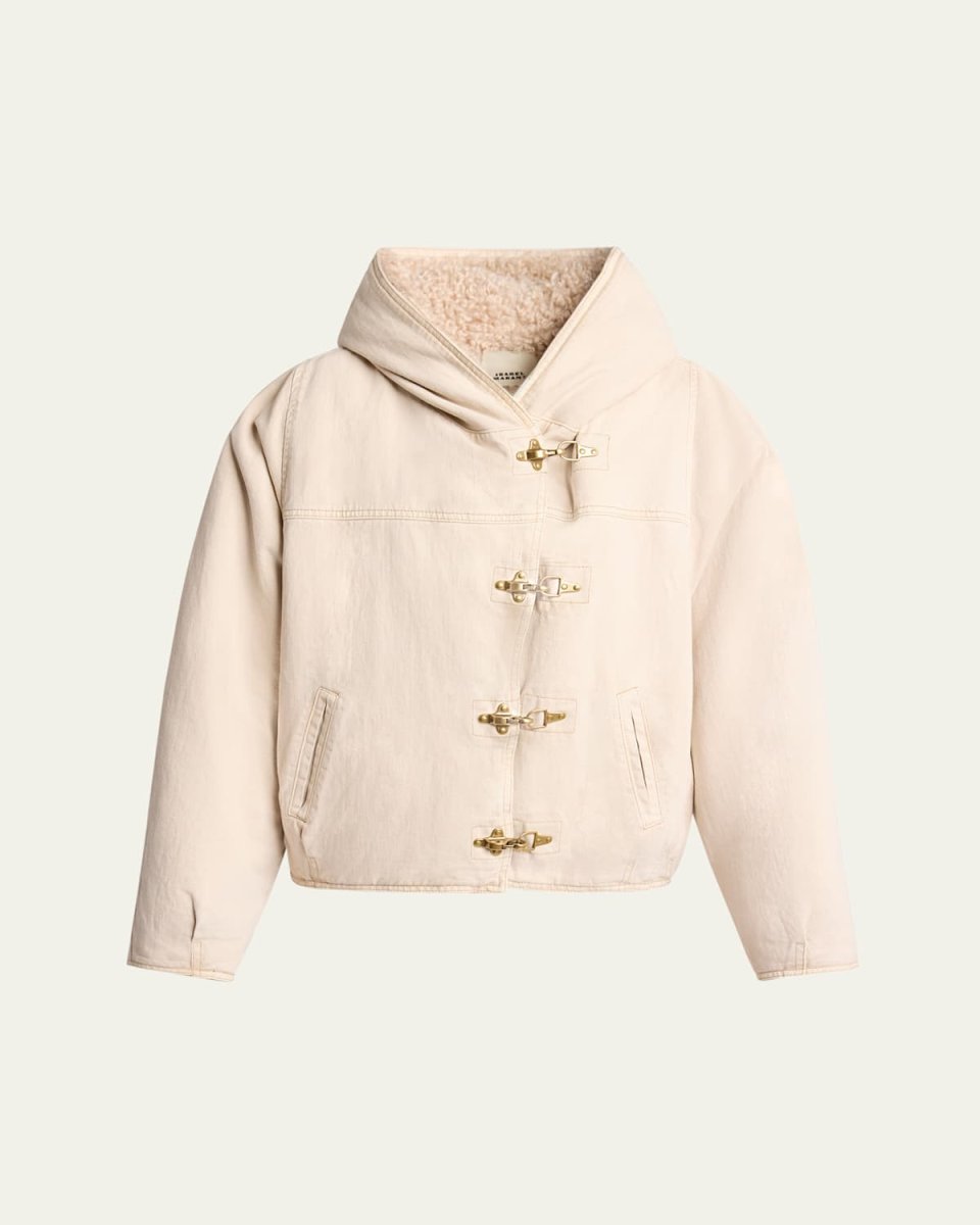 Biane Teddy-Lined Hooded Denim Jacket